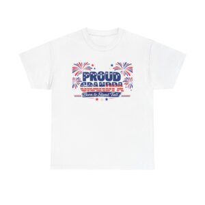 Proud Grandpa T-Shirt – Red, White & Blue Fireworks "Born to Stand Tall" Patriotic Tee